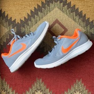 Nike Orange and grey Revolution Tennis Shoes